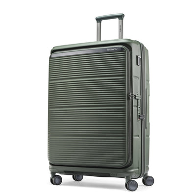 Samsonite Paralux olive large checked hardside spinner, front34 