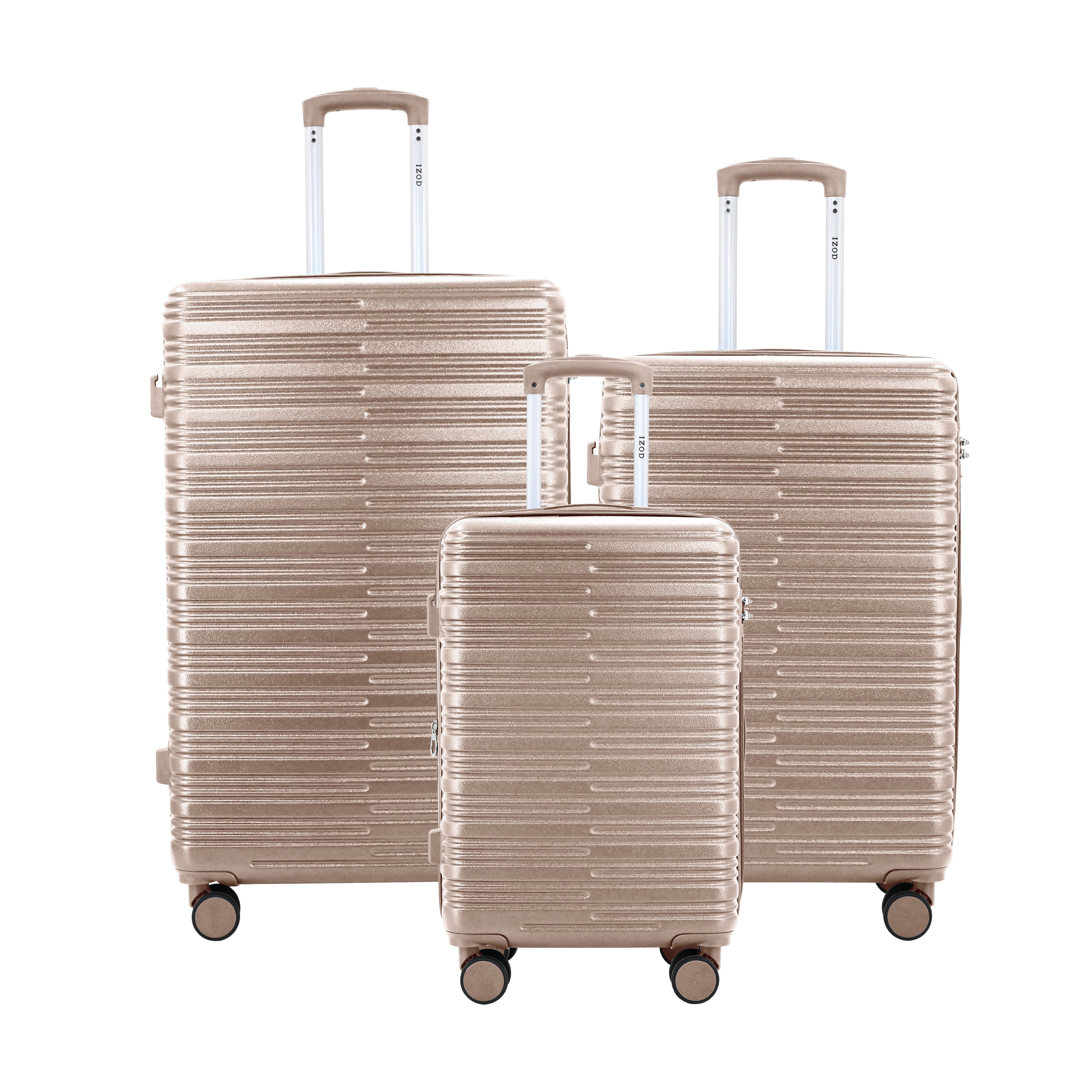 IZOD Romeo Lightweight Expandable ABS 3 Piece Luggage Set - 20", 24", and 28" Sizes with 360° Dual Spinning Wheels and Combo Lock