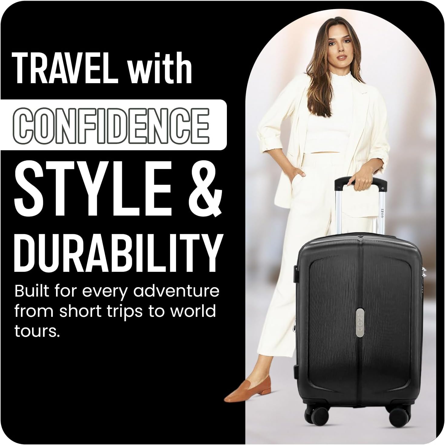 IZOD Mateo Travel 3 Piece Luggage Set - Durable ABS Hard Shell with 360° Wheels and Combo Lock