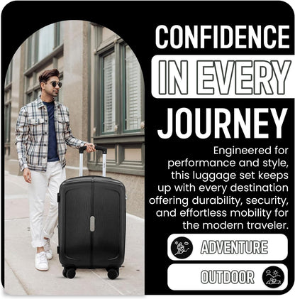 IZOD Mateo Travel 3 Piece Luggage Set - Durable ABS Hard Shell with 360° Wheels and Combo Lock