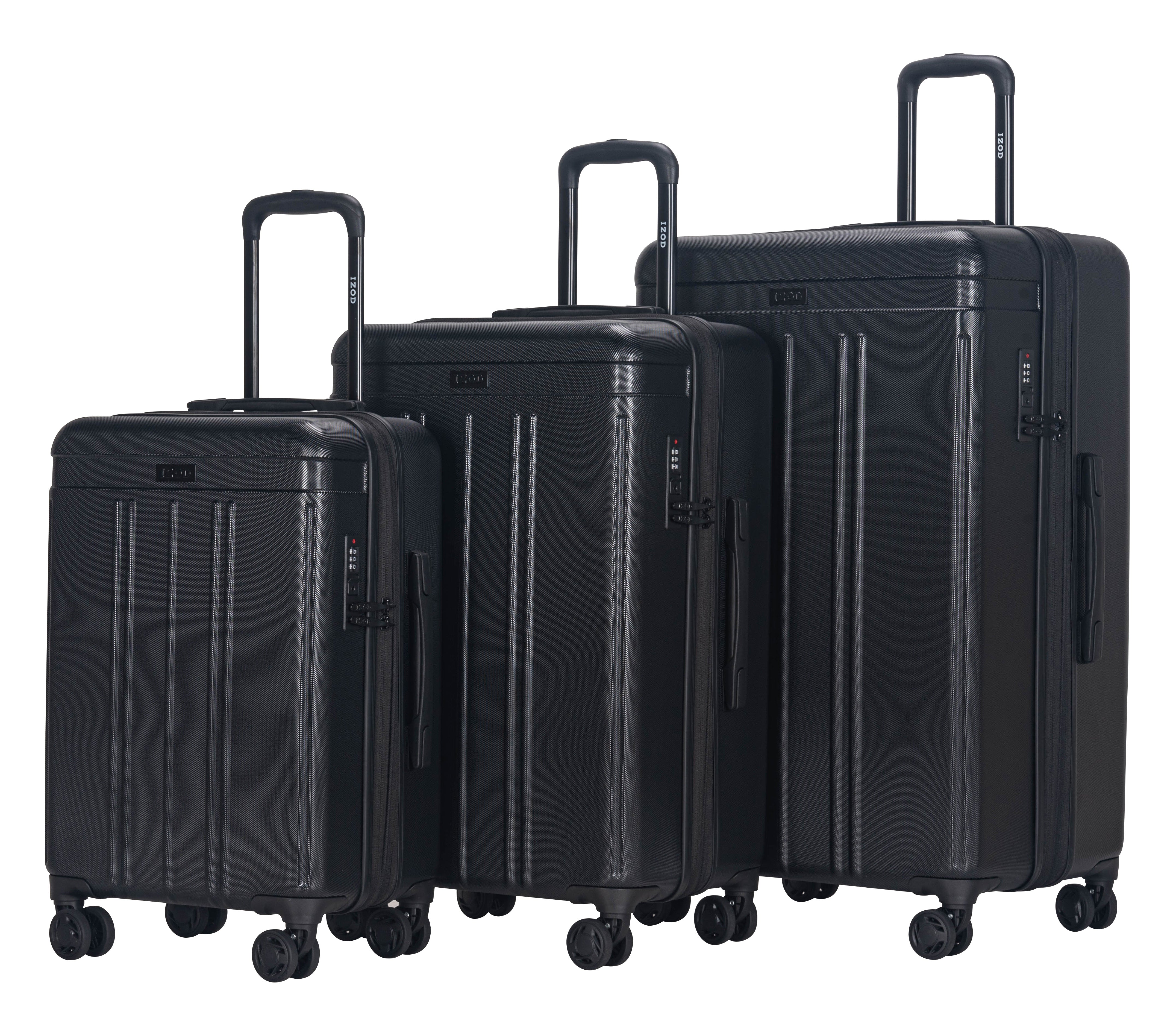IZOD Zoe 3-Piece Luggage Set – Lightweight ABS Hard Shell Suitcases with 360° Spinner Wheels, Telescopic Handle & Expandable Design (28”/24”/20”)