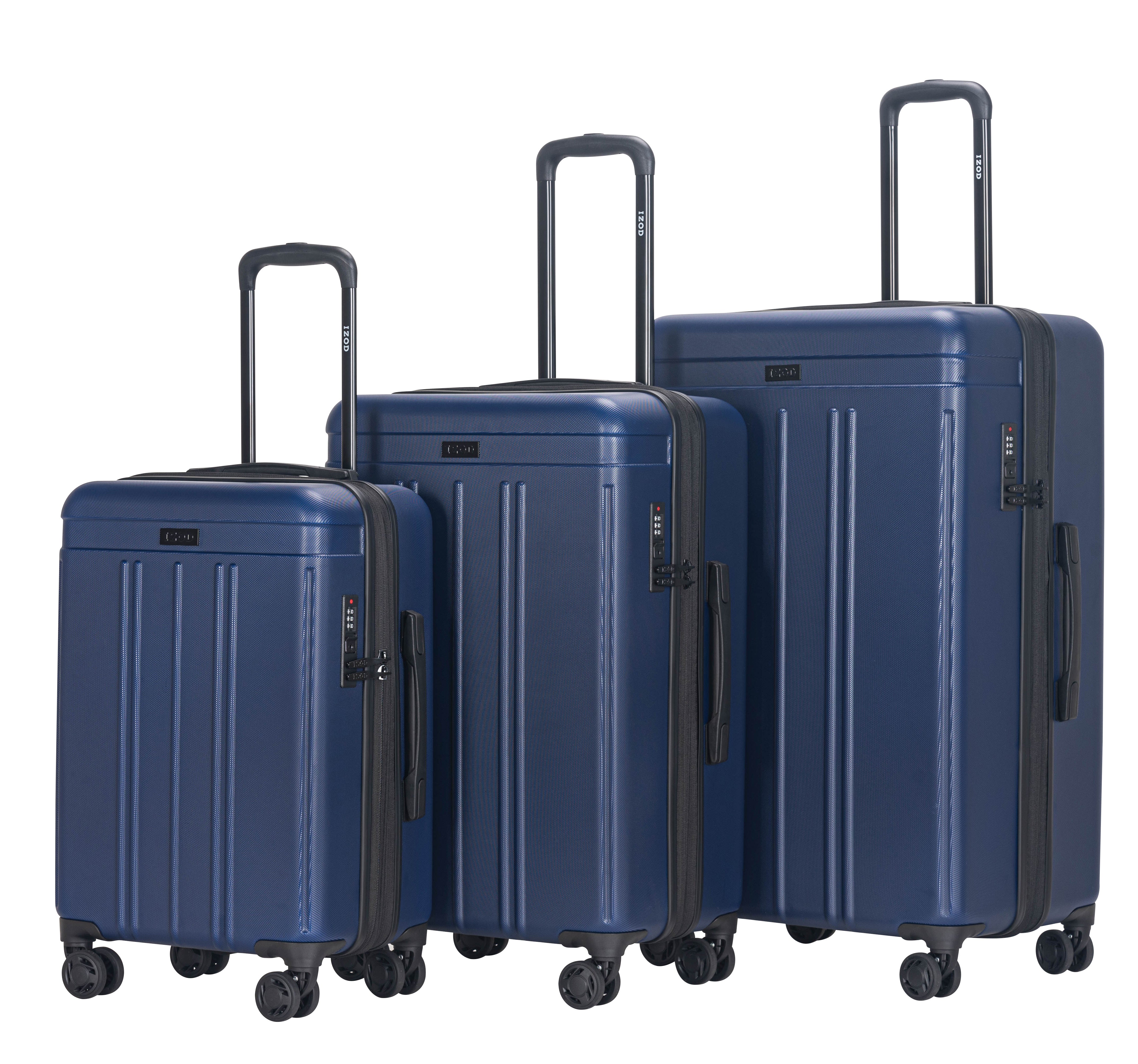 IZOD Zoe 3-Piece Luggage Set – Lightweight ABS Hard Shell Suitcases with 360° Spinner Wheels, Telescopic Handle & Expandable Design (28”/24”/20”)