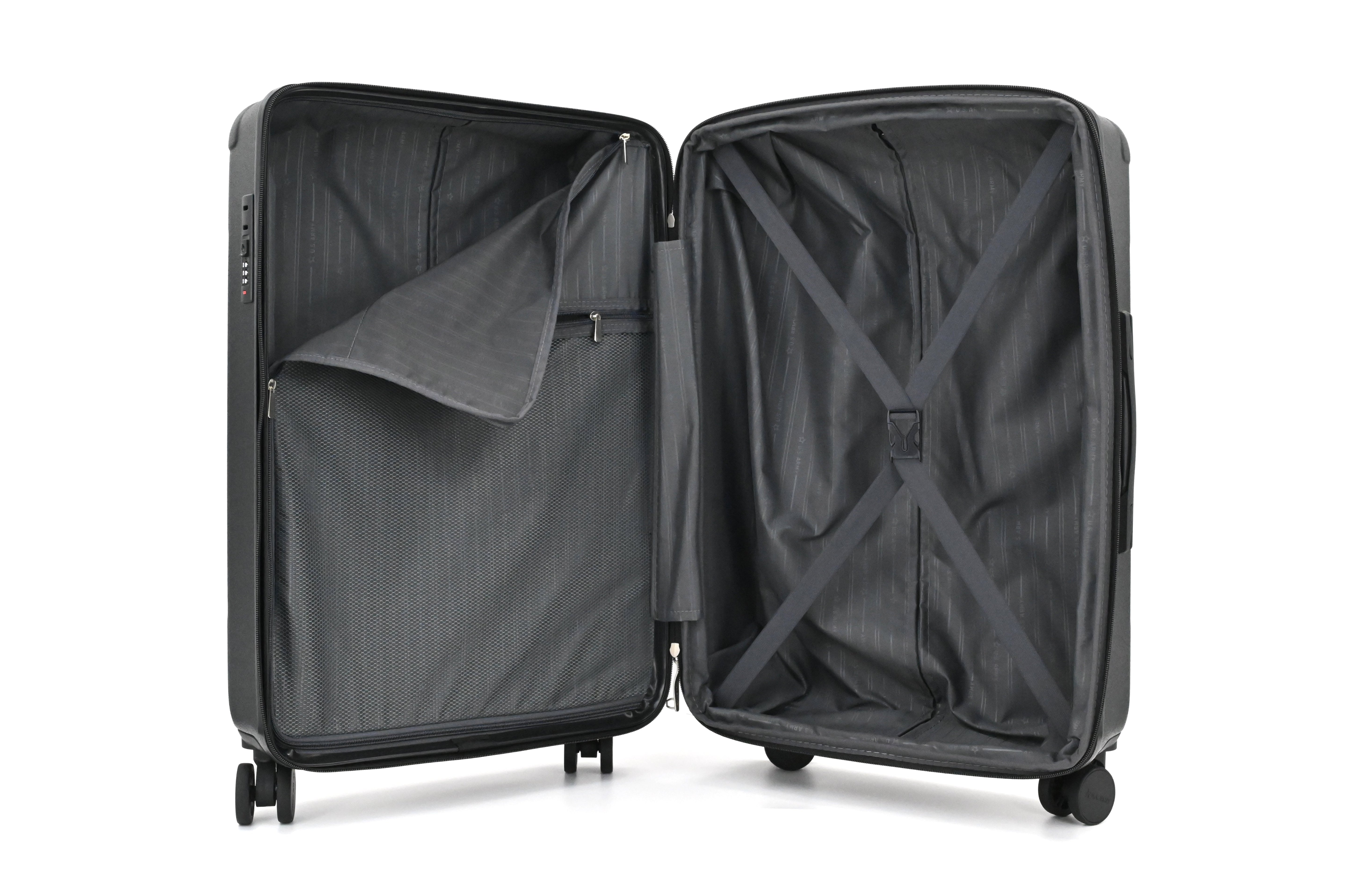 US Army Hawk 3-Piece Luggage Set – Lightweight Expandable ABS Hard Shell Suitcases with Spinner Wheels & Logo Print (28”/24”/20”) – Military Travel Collection