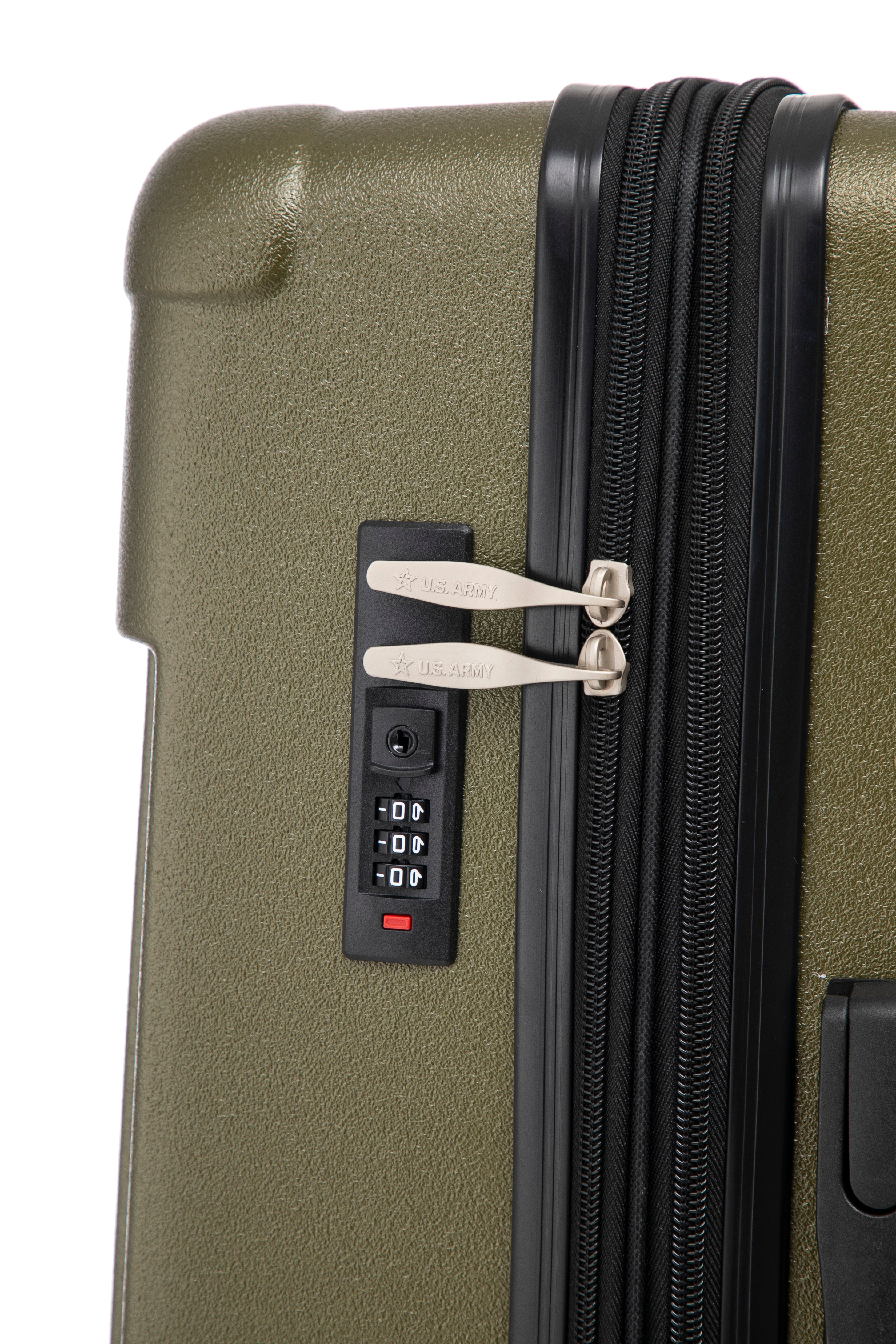 US Army Hawk 3-Piece Luggage Set – Lightweight Expandable ABS Hard Shell Suitcases with Spinner Wheels & Logo Print (28”/24”/20”) – Military Travel Collection