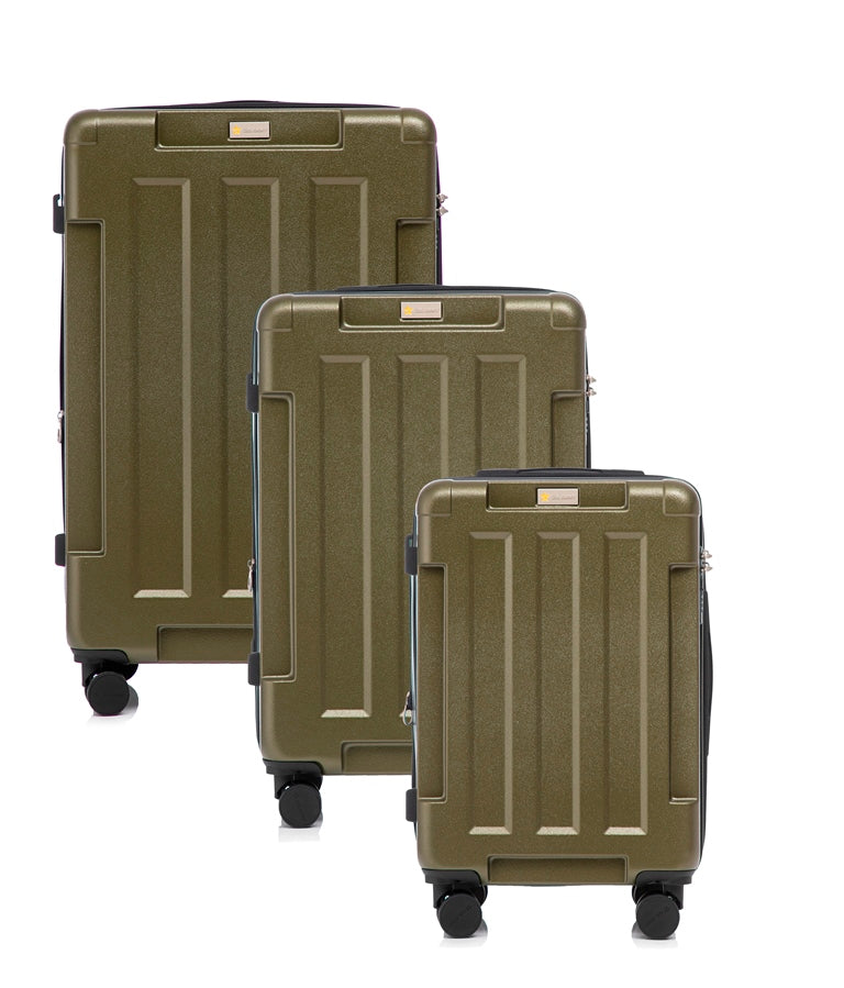 US Army Hawk 3-Piece Luggage Set – Lightweight Expandable ABS Hard Shell Suitcases with Spinner Wheels & Logo Print (28”/24”/20”) – Military Travel Collection
