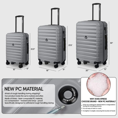 New York Xpress Hard Shell Expandable Luggage Spinner - 3 Pc Set