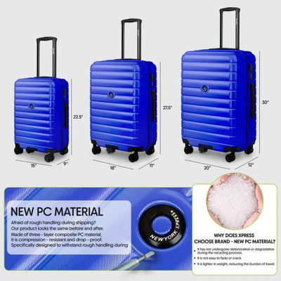 New York Xpress Hard Shell Expandable Luggage Spinner - 3 Pc Set