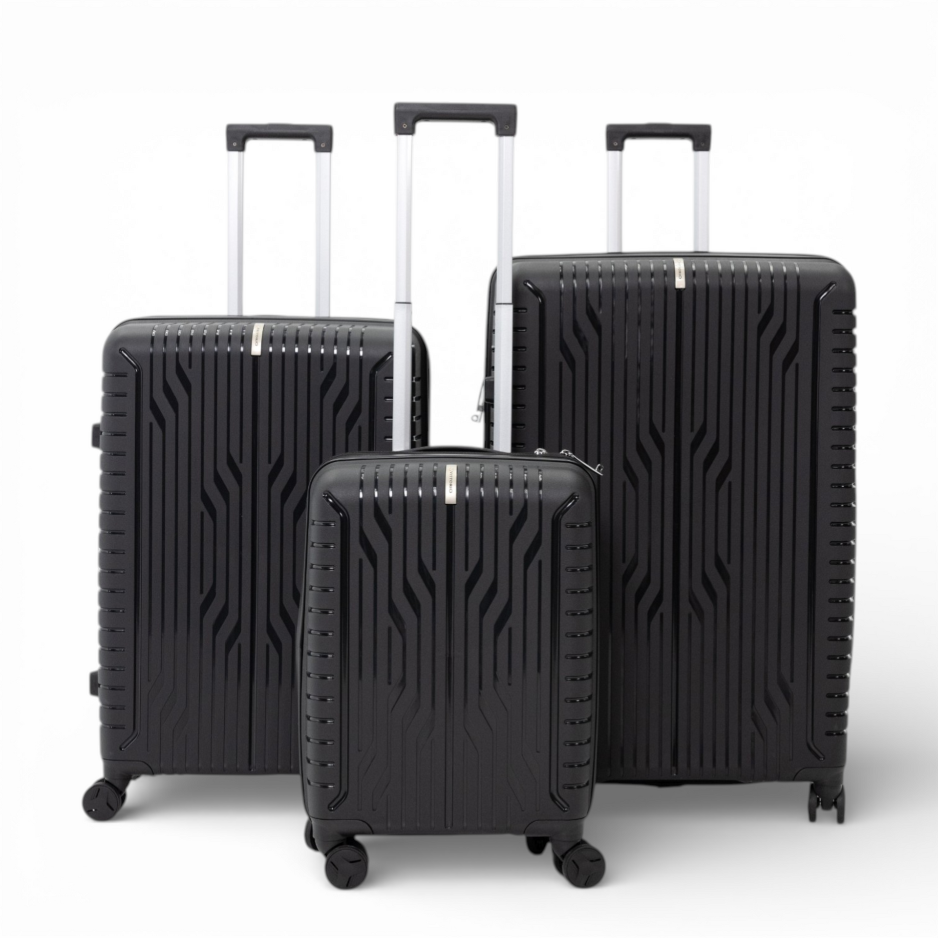 Vittorio Classic Expandable Luggage Set - 3 Pc Set - Black / 3 Pc Set