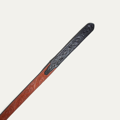 Hand-Tooled Morning Glory Belt
