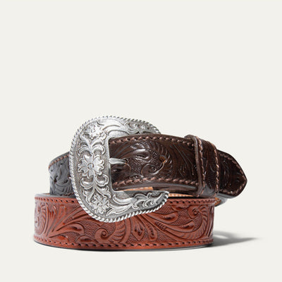 Hand-Tooled Morning Glory Belt
