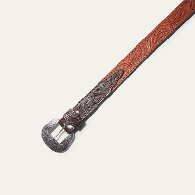 Hand-Tooled Morning Glory Belt