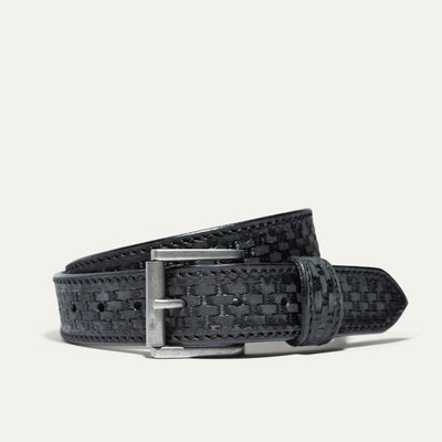 HAND-TOOLED BASKETWEAVE JEAN BELT