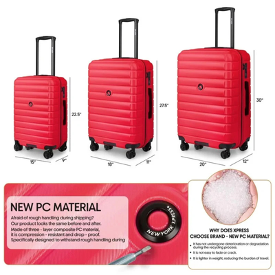 New York Xpress Hard Shell Expandable Luggage Spinner - 3 Pc Set