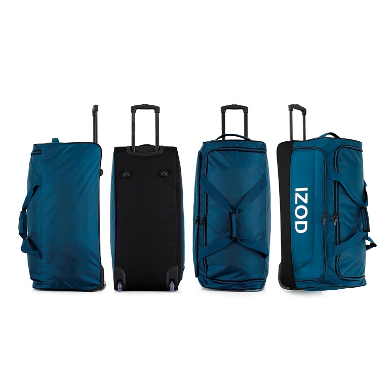 IZOD Katy Lightweight Soft Shell Rolling Duffel Bag with Wheels and Telescopic Handle – Travel-Ready Luggage Duffel