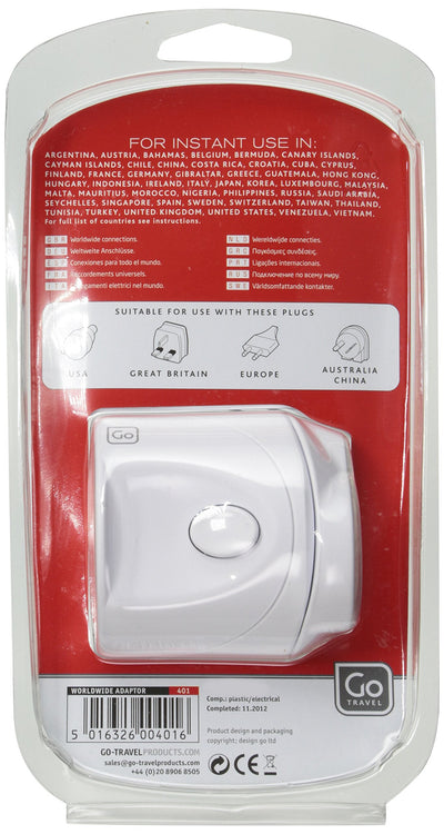 Go Travel Go Luggage Worldwide Adaptor