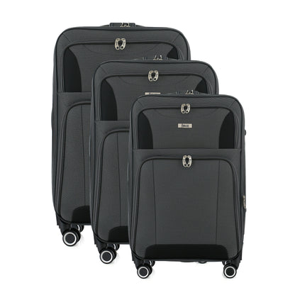 Casey Soft side Lightweight Expandable with 360° Dual Spinning Wheels and Combo Lock – Includes 28", 24", 20" 3-Piece Luggage Set