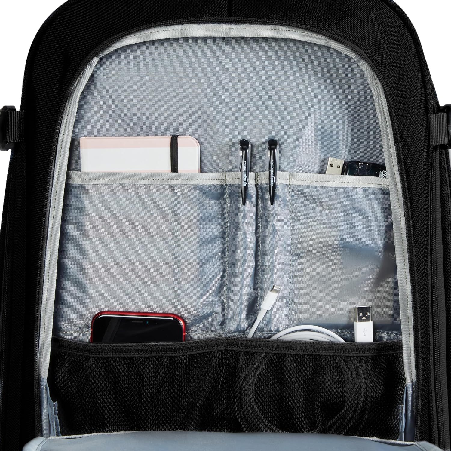 Amazon Basics Travel Backpack Carry-On - Black - packing detail