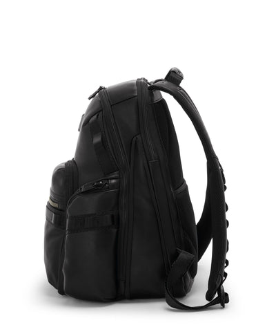 Tumi Alpha Bravo Navigation Leather Backpack Black side