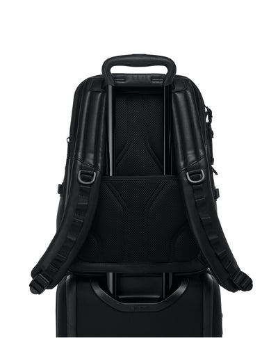 Tumi Alpha Bravo Navigation Leather Backpack Black add-a-bag