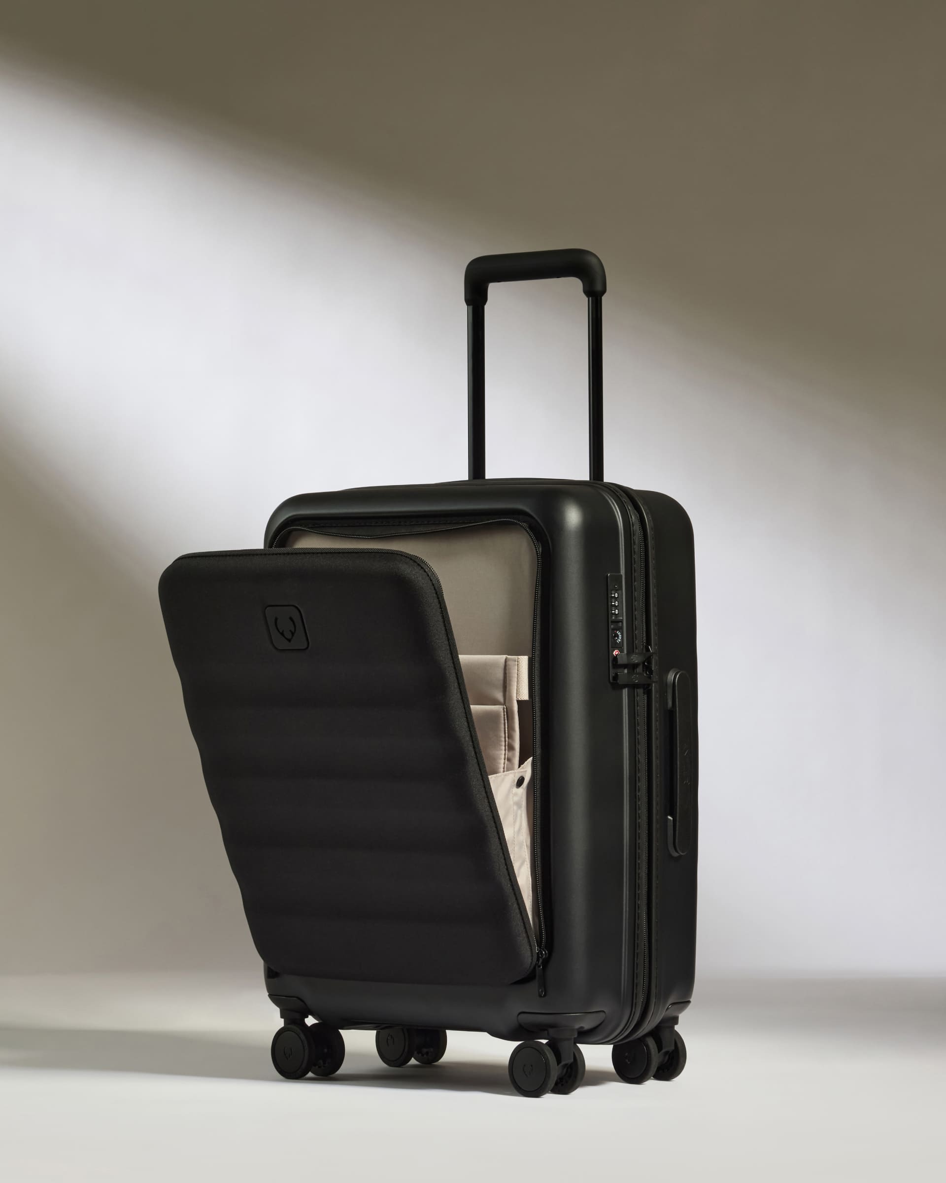 Carry-on with Pocket Luggage Set in Black - Icon Stripe