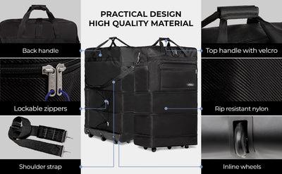 Gabbiano Collapsible Wheel Bag Heavy Duty Moving Bag 36"