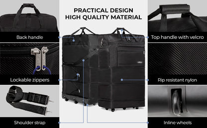 Gabbiano Collapsible Wheel Bag Heavy Duty Moving Bag 36"