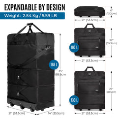 Gabbiano Collapsible 3 in 1 Expandable Luggage Rolling Duffle Bag With Enhanced Inline Wheels Rolling Luggage Large Suitcase for Men Women Foldable and Lightweight