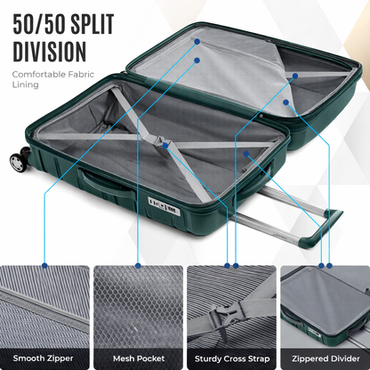 Juego de maletas rígidas Gabbiano con 8 ruedas, de polipropileno multicapa duradero, 3 piezas, 22, 26 y 31 pulgadas