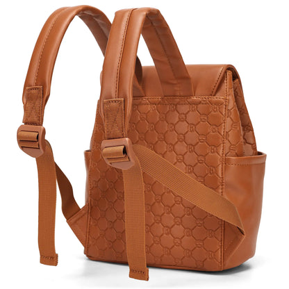 ELLE Luggage 10L Compass Vegan Leather Monogram Mini Backpack - Brown ELLE Luggage 10L Compass Vegan Leather Monogram Mini Backpack - Brown