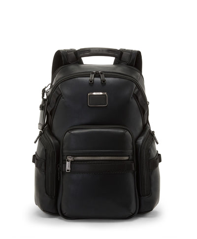 Tumi Alpha Bravo Navigation Leather Backpack Black FRONT