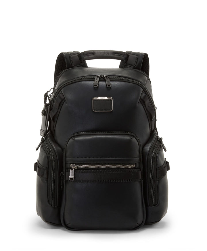 Tumi Alpha Bravo Navigation Leather Backpack Black FRONT