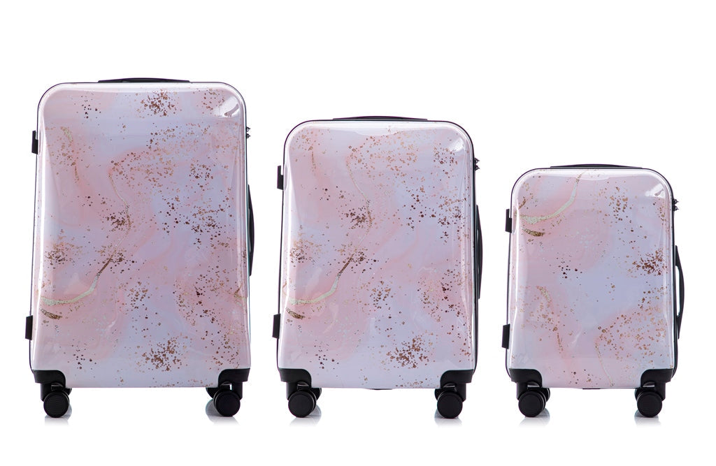 Multi-color Design ABS Hard Shell Lightweight with 360° Dual Spinning Wheels & Combo Lock – Includes 28", 24", 20" 3-Piece Luggage Set - Fairy