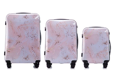 Multi-color Design ABS Hard Shell Lightweight with 360° Dual Spinning Wheels & Combo Lock – Includes 28", 24", 20" 3-Piece Luggage Set - Fairy