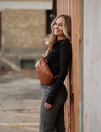 Haleiwa Woven Leather Crossbody Bag