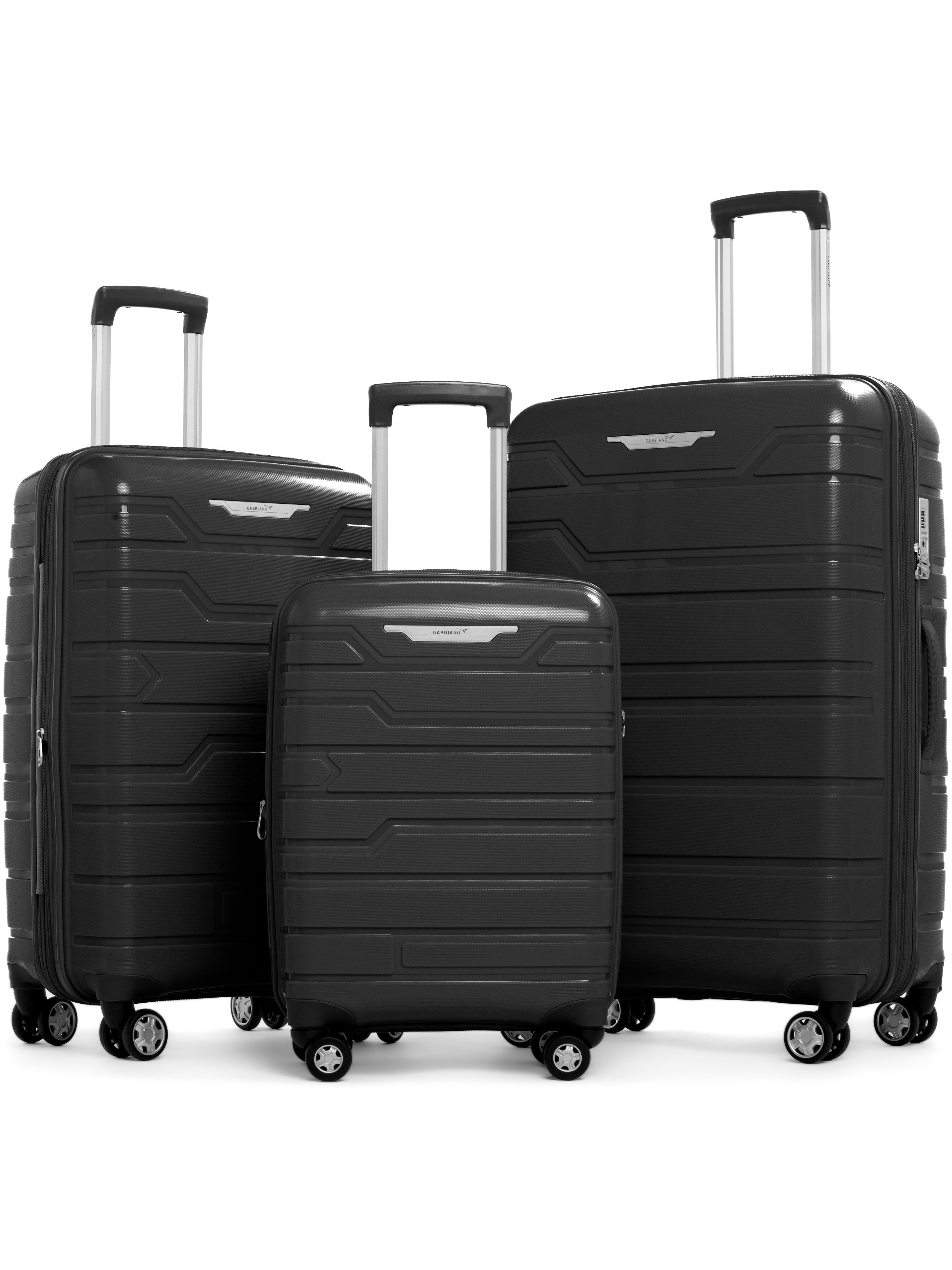 Gabbiano Hardside Luggage Set with 8 Wheels Durable Multi Layer PP 3 Piece Set, 22, 26, 31 Inch