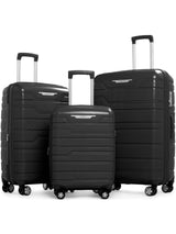 Gabbiano Hardside Luggage Set with 8 Wheels Durable Multi Layer PP 3 Piece Set, 22, 26, 31 Inch