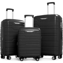 Gabbiano Hardside Luggage Set with 8 Wheels Durable Multi Layer PP 3 Piece Set, 22, 26, 31 Inch