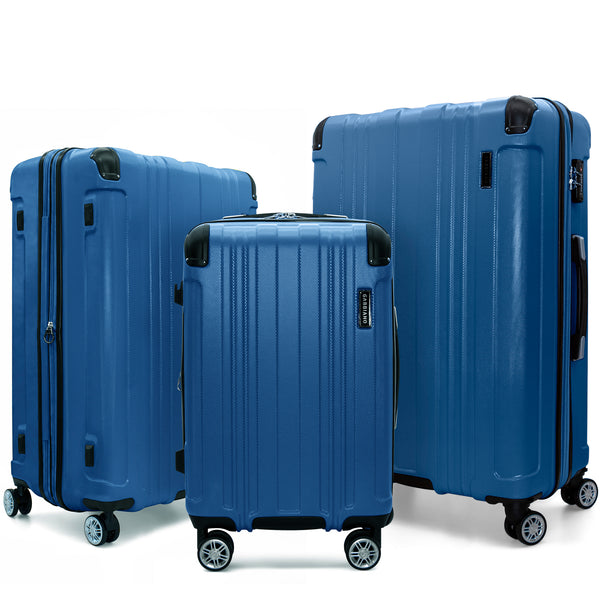 Gabbiano Bravo ABS Hardside Spinner 3 Pc Luggage Set - Blue 3 Pc Set