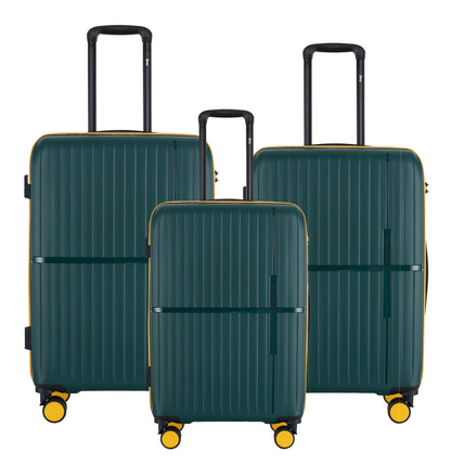 GALA 3-Piece Luggage Set – Polypropylene Hardshell, Lightweight, 360° Dual Spinning Wheels, Combo Lock - 20", 24", 28" - Army Green
