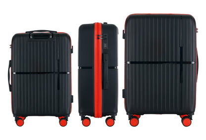 GALA 3-Piece Luggage Set – Polypropylene Hardshell, Lightweight, 360° Dual Spinning Wheels, Combo Lock - 20", 24", 28" - Black
