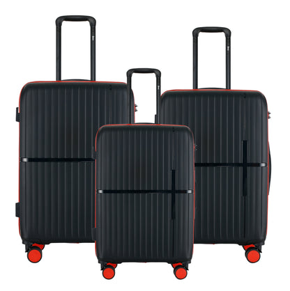 GALA 3-Piece Luggage Set – Polypropylene Hardshell, Lightweight, 360° Dual Spinning Wheels, Combo Lock - 20", 24", 28"