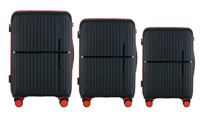 GALA 3-Piece Luggage Set – Polypropylene Hardshell, Lightweight, 360° Dual Spinning Wheels, Combo Lock - 20", 24", 28" - Black