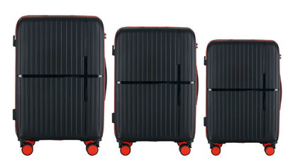 GALA 3-Piece Luggage Set – Polypropylene Hardshell, Lightweight, 360° Dual Spinning Wheels, Combo Lock - 20", 24", 28" - Black