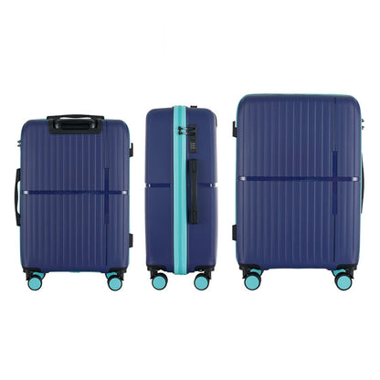 GALA 3-Piece Luggage Set – Polypropylene Hardshell, Lightweight, 360° Dual Spinning Wheels, Combo Lock - 20", 24", 28" - Navy Teal