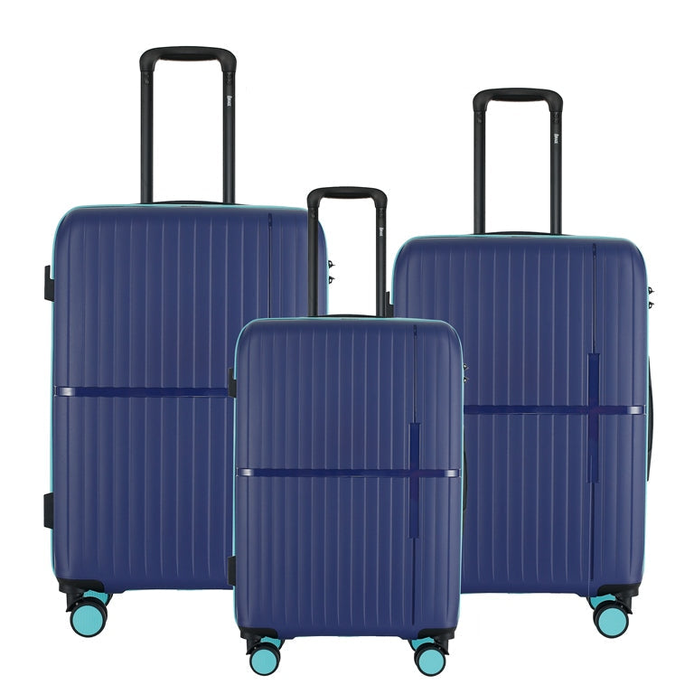 GALA 3-Piece Luggage Set – Polypropylene Hardshell, Lightweight, 360° Dual Spinning Wheels, Combo Lock - 20", 24", 28"