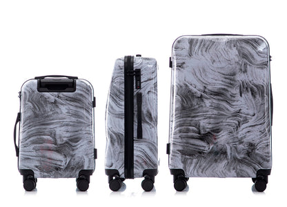 Multi-color Design ABS Hard Shell Lightweight with 360° Dual Spinning Wheels & Combo Lock – Includes 28", 24", 20" 3-Piece Luggage Set - Granite