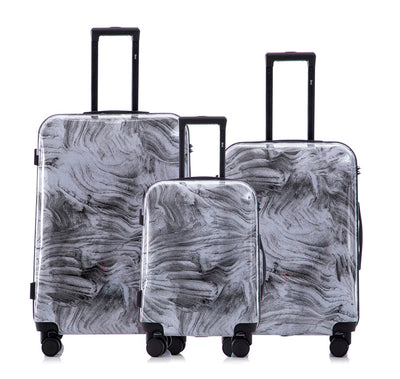 Multi-color Design ABS Hard Shell Lightweight with 360° Dual Spinning Wheels & Combo Lock – Includes 28", 24", 20" 3-Piece Luggage Set - Granite