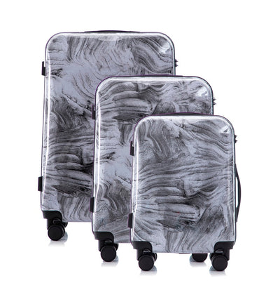 Multi-color Design ABS Hard Shell Lightweight with 360° Dual Spinning Wheels & Combo Lock – Includes 28", 24", 20" 3-Piece Luggage Set - Granite