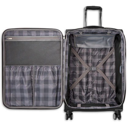 American Tourister Whim Softside Expandable Luggage with Spinners, Black, 2PC SET (Carry-on/Medium)