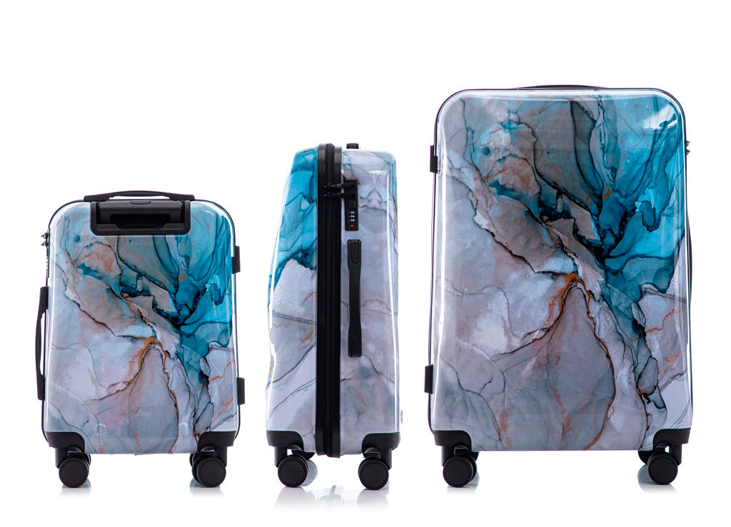 Multi-color Design ABS Hard Shell Lightweight with 360° Dual Spinning Wheels & Combo Lock – Includes 28", 24", 20" 3-Piece Luggage Set - Meteor